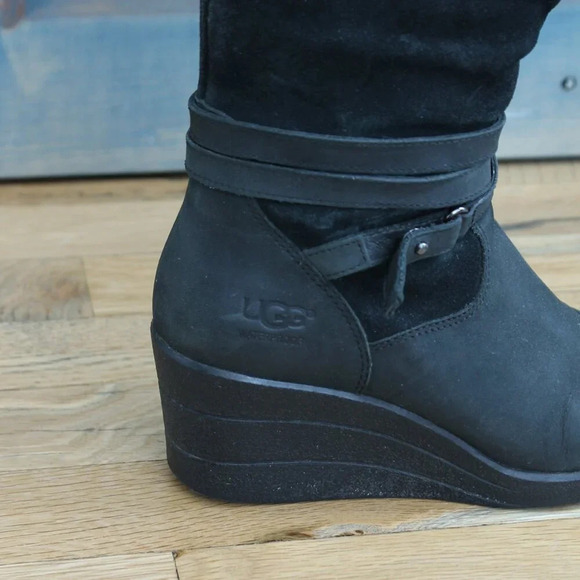 UGG Lesley Waterproof Suede Wedges Knee High Zip Warm Boots Size 6 - Picture 5 of 10